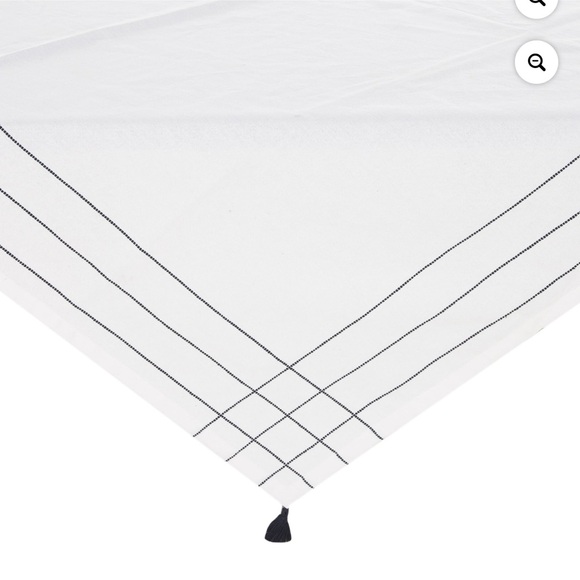 Mainstays White /Black Stripe Boarder & Tassel Table Throw 50x 50 - Picture 5 of 13